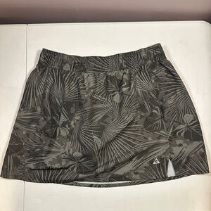 Women's Gerry Gray Tropical Print Skort L Palm Fronds Floral Activewear